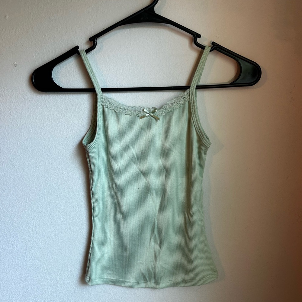 Rue21 Light Green Camisole with Lace and Bow